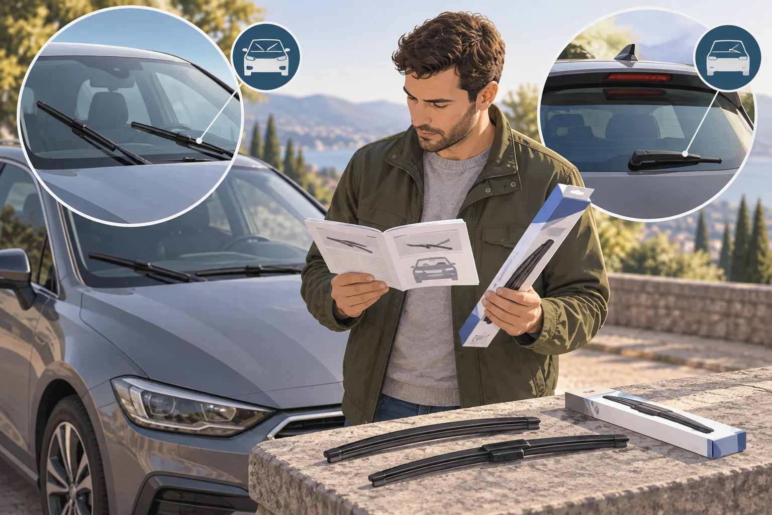 Checking the manual and wiper-blade packaging before choosing a replacement