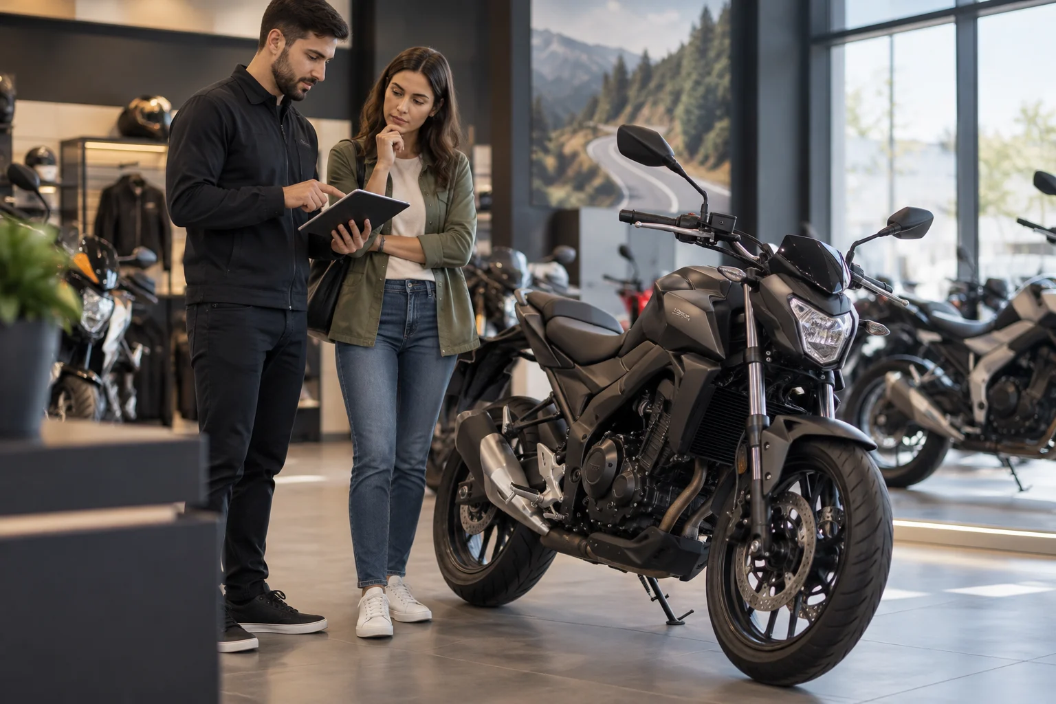 Comprador comparando la documentación de una moto con la información del anuncio