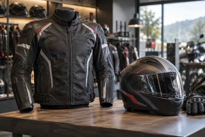 Dos prendas de moto comparadas sobre un mostrador
