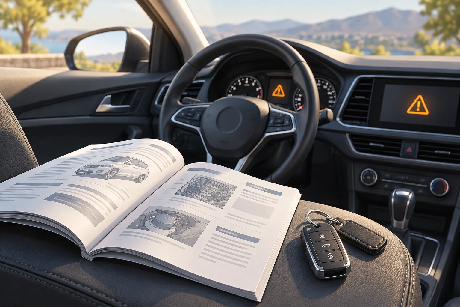 Manual del coche consultado junto al cuadro de instrumentos