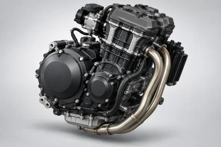 Ilustración técnica genérica de un motor de motocicleta.