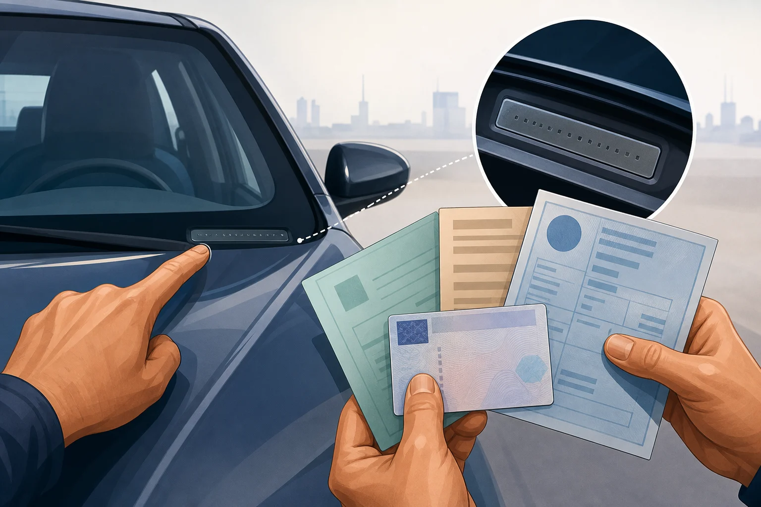 Comprobación del número de bastidor frente a documentos de un coche